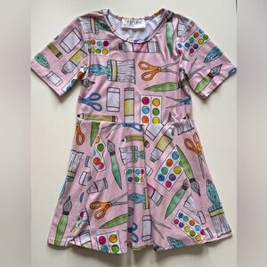 One Twelve Apparel Girls' Art Supply Print Dress - Pink - Size 7T